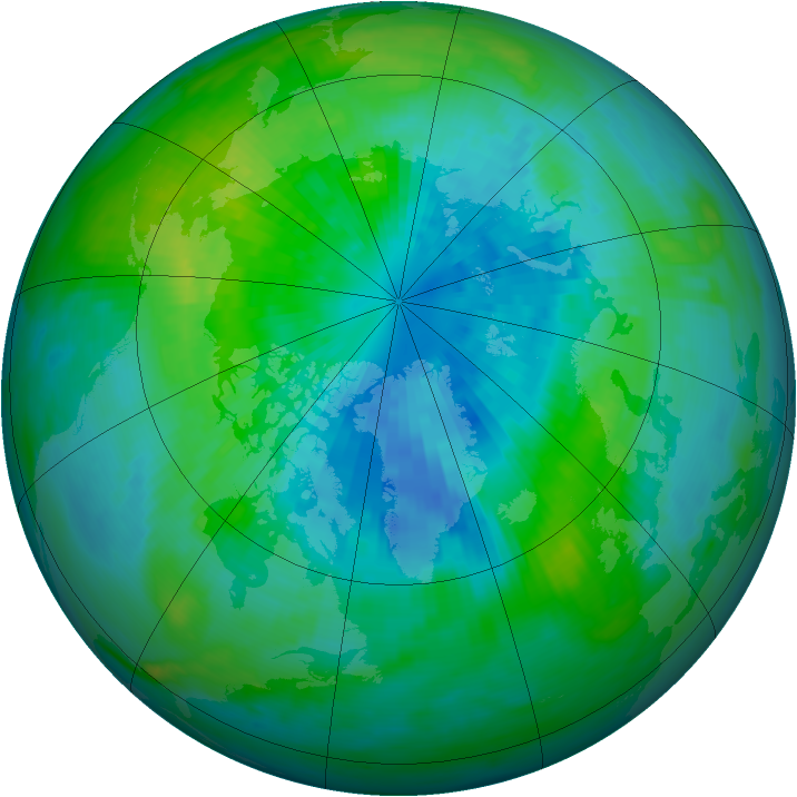 Arctic ozone map for 25 September 1991